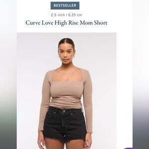 Abercrombie and Fitch Curve Love High Rise Mom Short - Black Denim Shorts